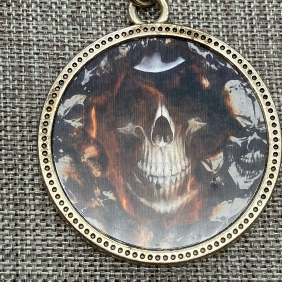 Vintage Skull Keychain As Is Spooky Skeleton Gothic Silver Black White Red Blue - Picture 2 of 6